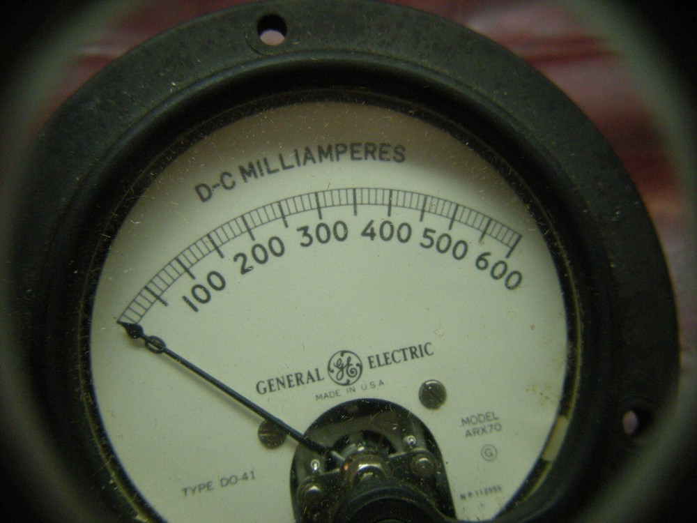 GE Panel Meter, 0 to 600 mA DC, Model ARX70, Type DO-41, TESTED - See Descript.