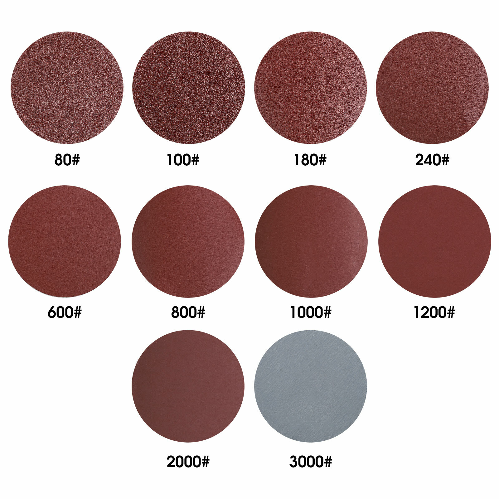 100pcs 2Inch 80-3000 Grit Mixed Sander Sanding Discs Pads Hook & Loop Sandpaper