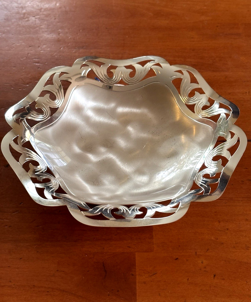 Vintage 8" WMF Ikora Silver Plate Footed Bowl w/ Tag Tarnish Resistant - Germany