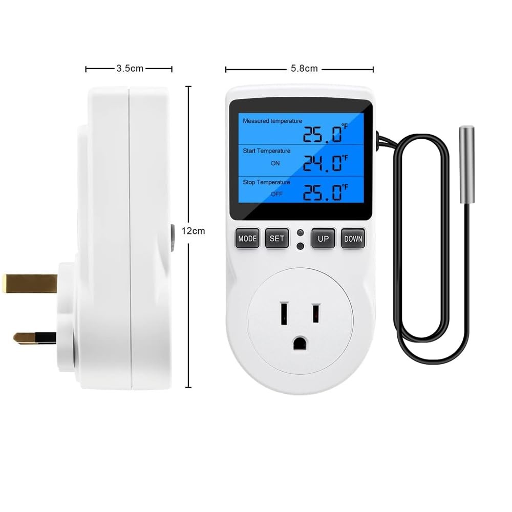 Digital Temperature Controller Outlet, 120V 15A Thermostat Socket with Heatin...