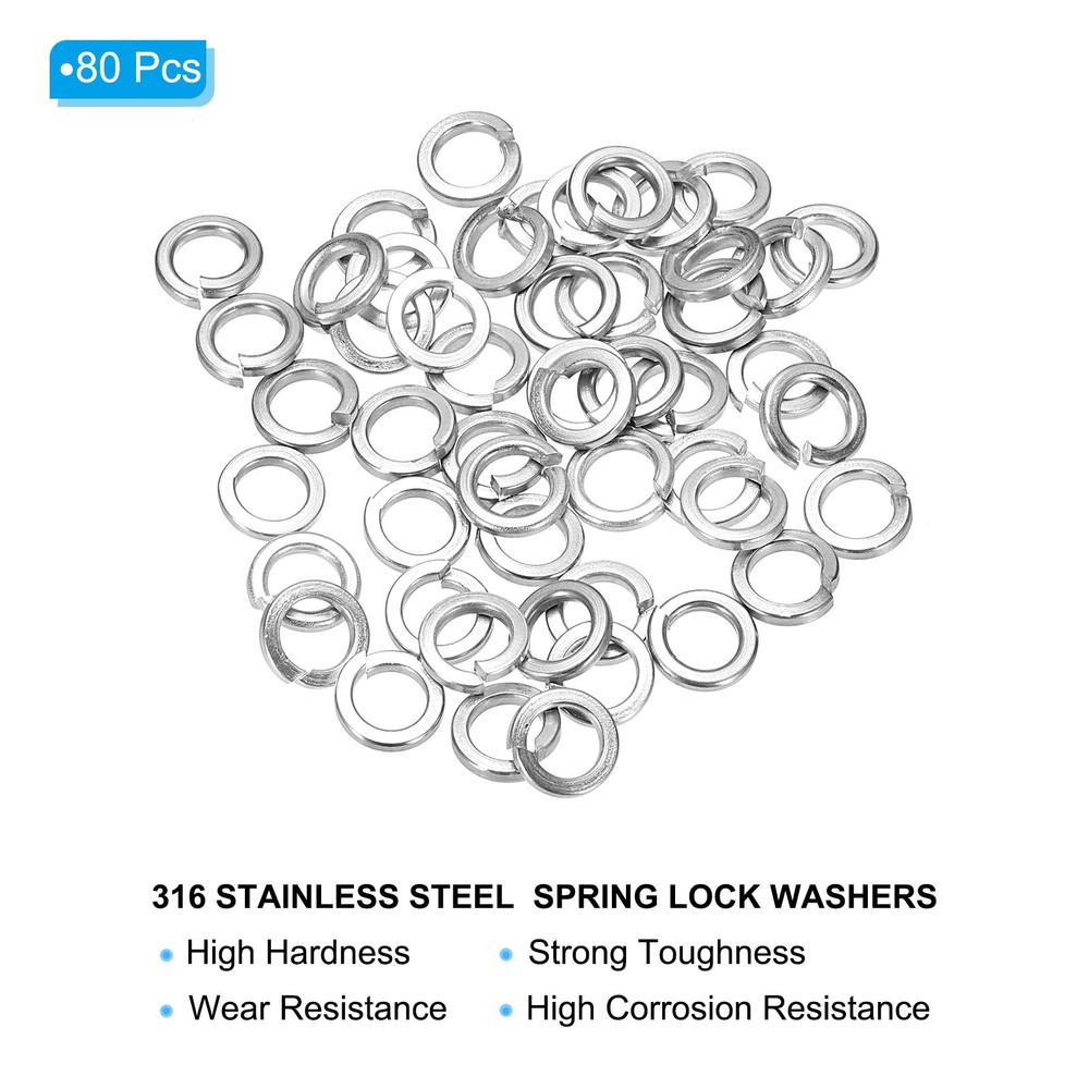 80 Pcs Spring Lock Washer M6 304 Stainless Steel Split Lock Washer