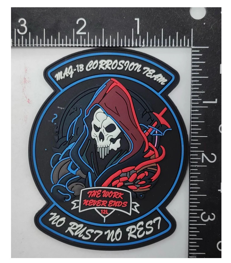 MARINE CORPS MAG-13 CORROSION TEAM PVC PATCH WITH HOOK & LOOP