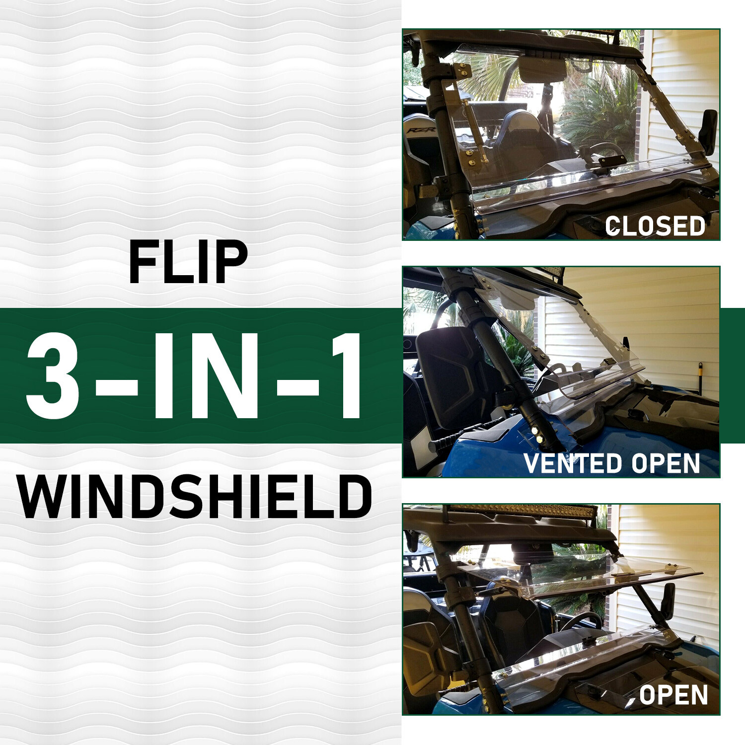 For 14-18 Polaris RZR 900/ XP 1000/ XP 4 1000 Scratch Resistant Flip Windshield