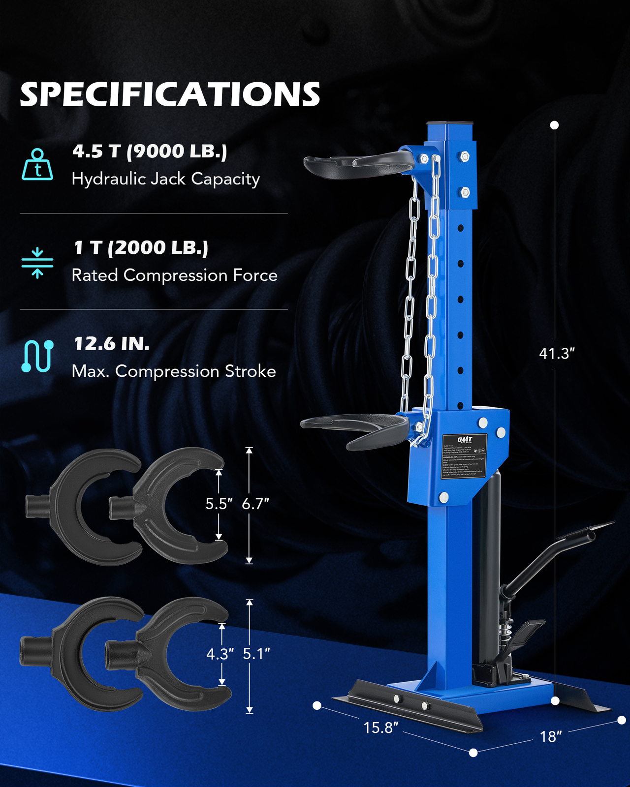 OMT Hydraulic Strut Spring Compressor 4.5 Ton 9920 LBS Auto Coil Compressor