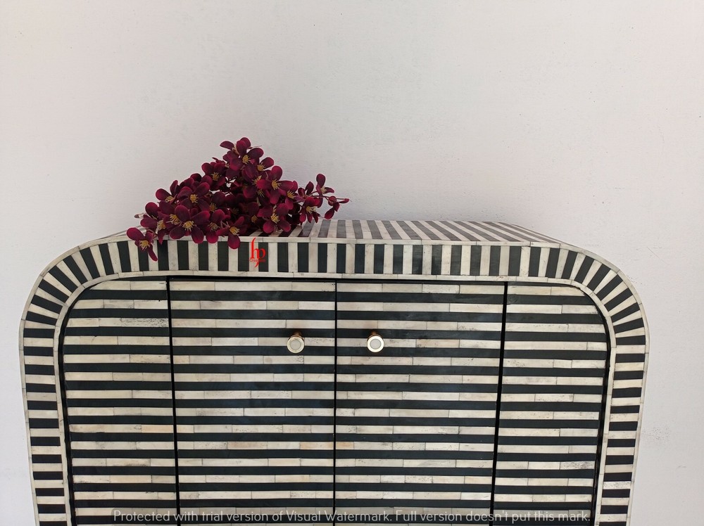Handmade Bone Inlay Geometric Pattern Buffet| Cabinet for Home and Office Decor