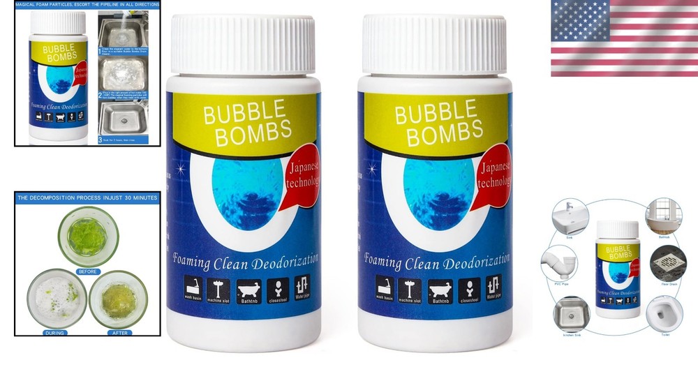 Powerful Magic Bubble Bombs Drain Cleaner - 2 Pack for Instant Clog Elimination