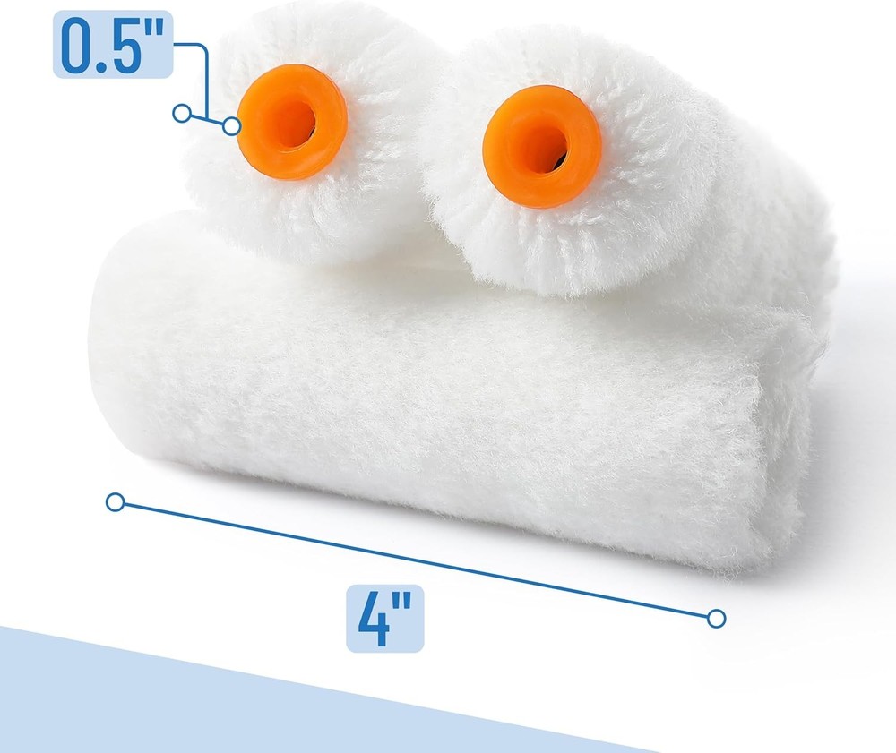 4 Inch Mini Paint Roller Refills 10PCS Wool Covers