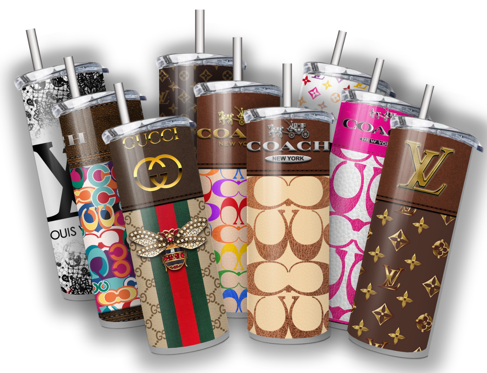 Purse Design 20 OZ STAINLESS STEEL TUMBLER CUP +LID/STRAW