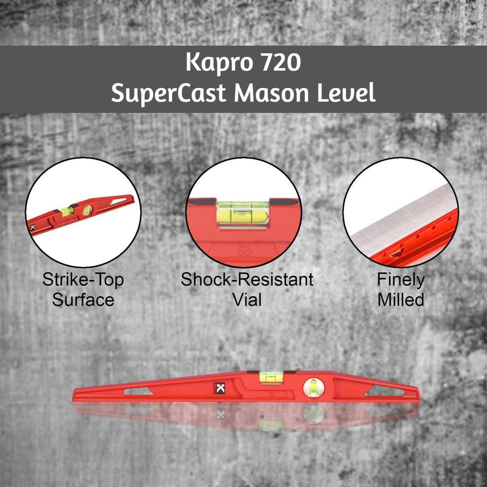 - 720 Supercast Masonry Level - for Mason Work - Features Shock-Resistant and...