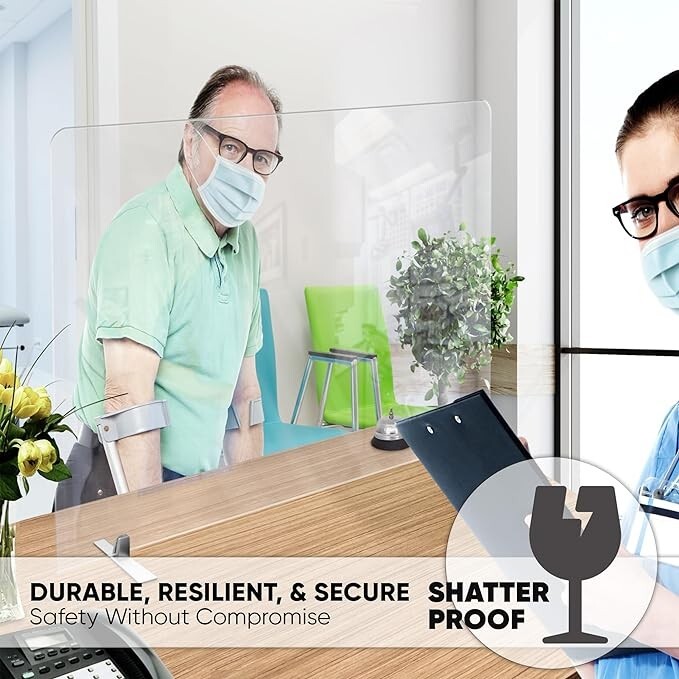 Plexiglass Table Top Sneeze Guard – Desk Divider for Students, Office,...