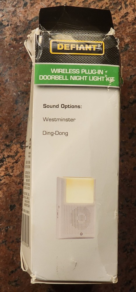 Defiant Wireless Plug-In Doorbell Kit LED Night Light and Wireless Push Button