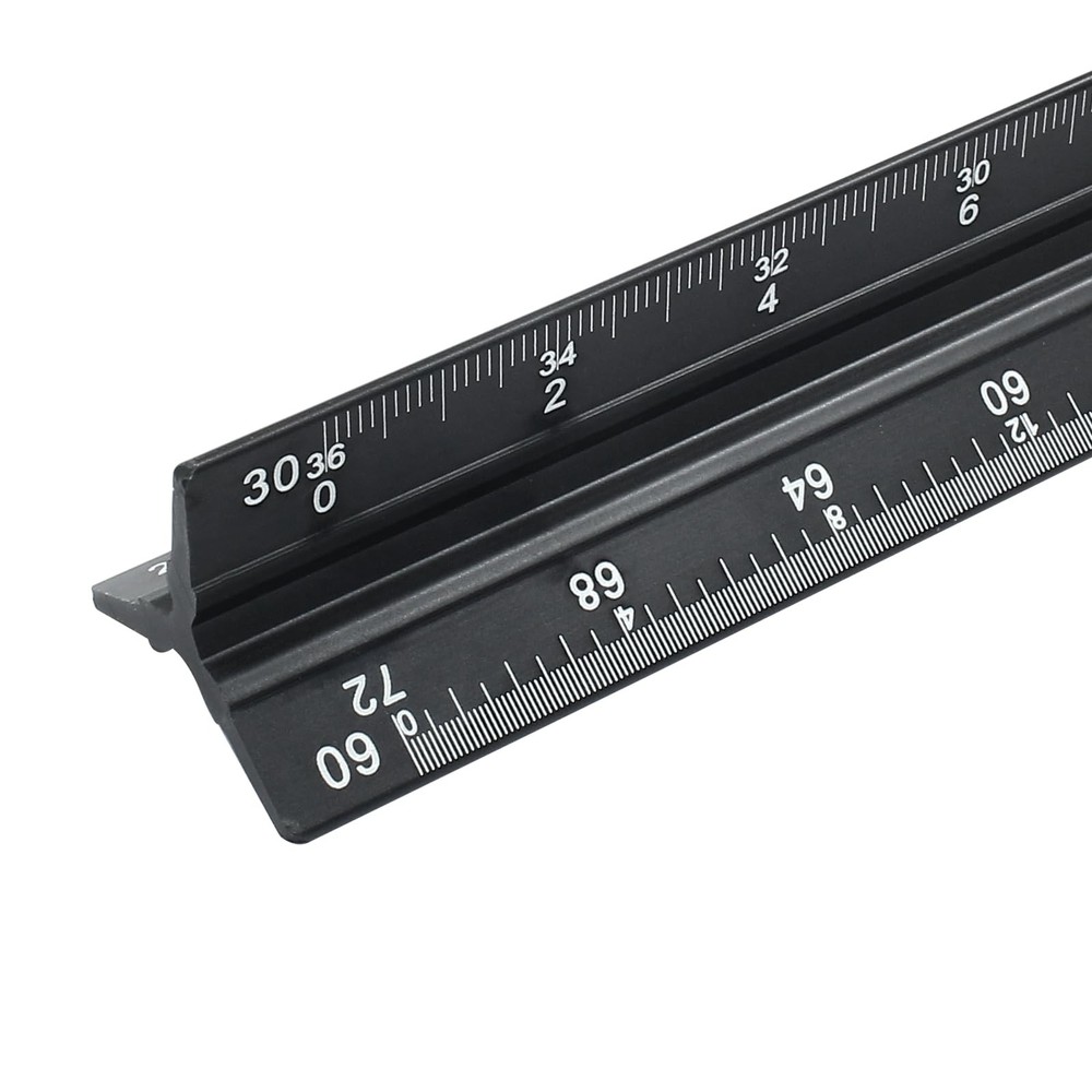 12 Inch Engineer Scale Ruler Aluminum Triangular Engineering Ruler Laser Etched