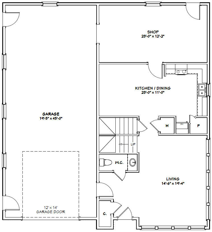 44x48 House with 1-RV Garage - PDF FloorPlan - 2,187 sqft - Model 2C