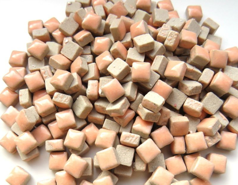 Peach Orange Ceramic Micro Tiny Mosaic Tiles - 5 mm - 1 ounce bag - 200 +/-