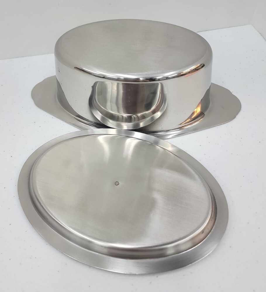 Oval Casserole Server with lid / cover 24 oz. Heavy 18-8 Stainless Steel New