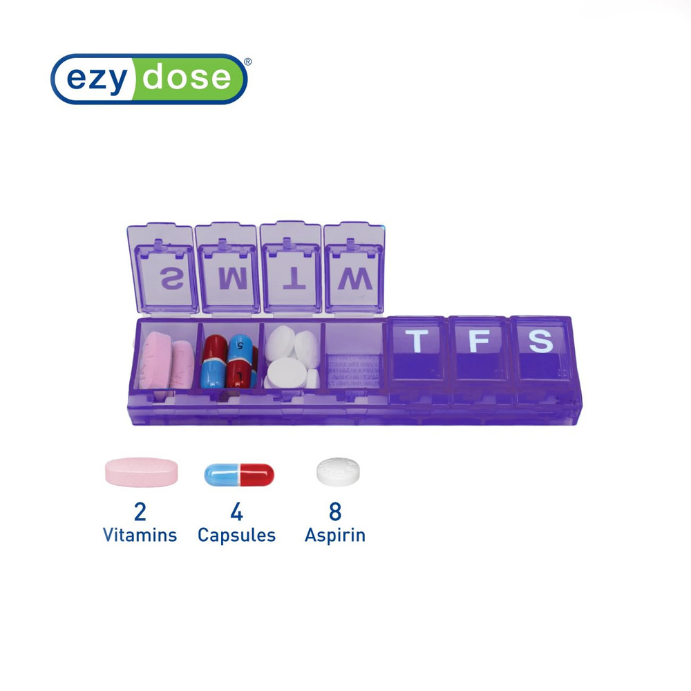 Weekly (7-Day) Pill Case, Medicine Planner, Medication Organizer, Small Locking