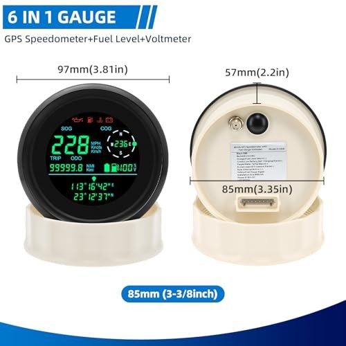85mm GPS Speedometer Fuel Gauge/Voltmeter, GPS Speedometer Switchable Black