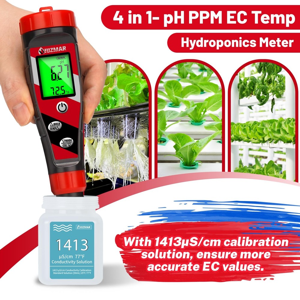 Digital pH Meter TDS EC Tester for Water Hydroponics Accurate Reader Kit