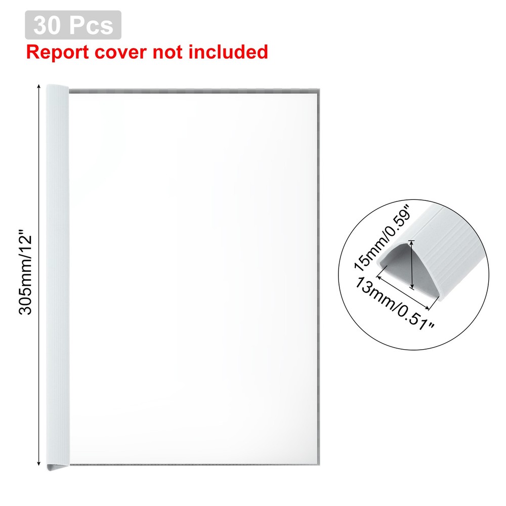 30Pcs 13x15mm Binding Bars, 120 Sheets Capacity, White