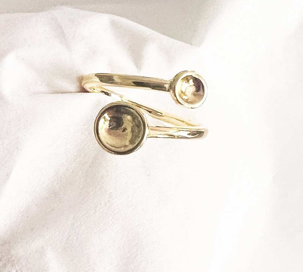 1 Pc Adjustable Gold Tone Blank Ring Base Empty Setting for Ball Cabochon Bead