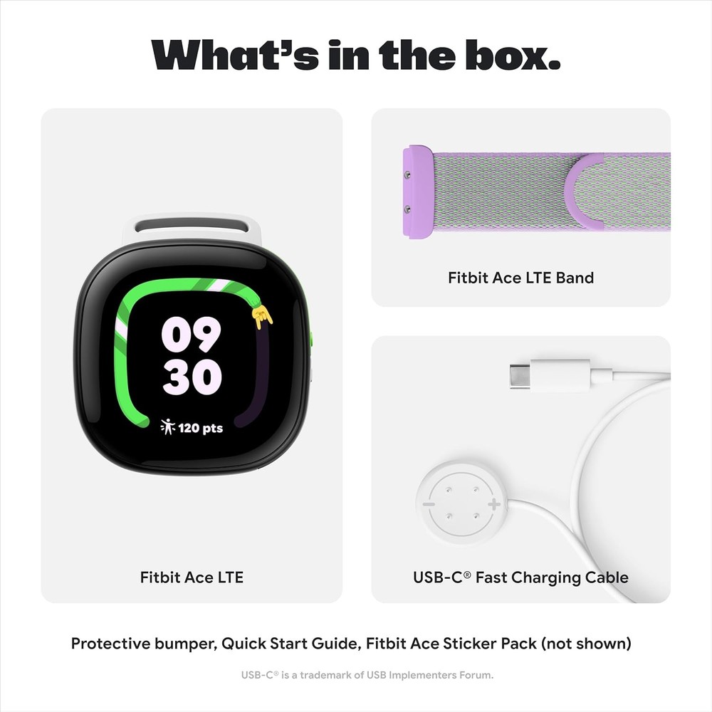 Fitbit Google Ace LTE Kids Smartwatch - Call, Message, GPS, Activity-Based Games