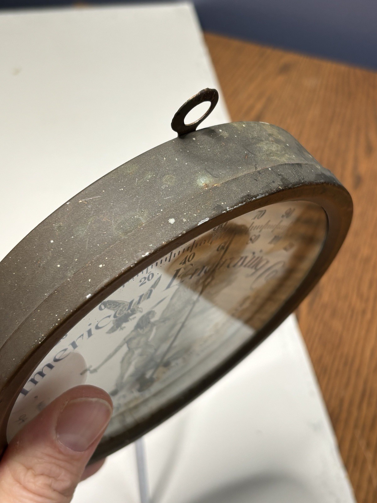 Antique Original RARE American Engraving Thermometer Trade Sign Indian Eagle MA