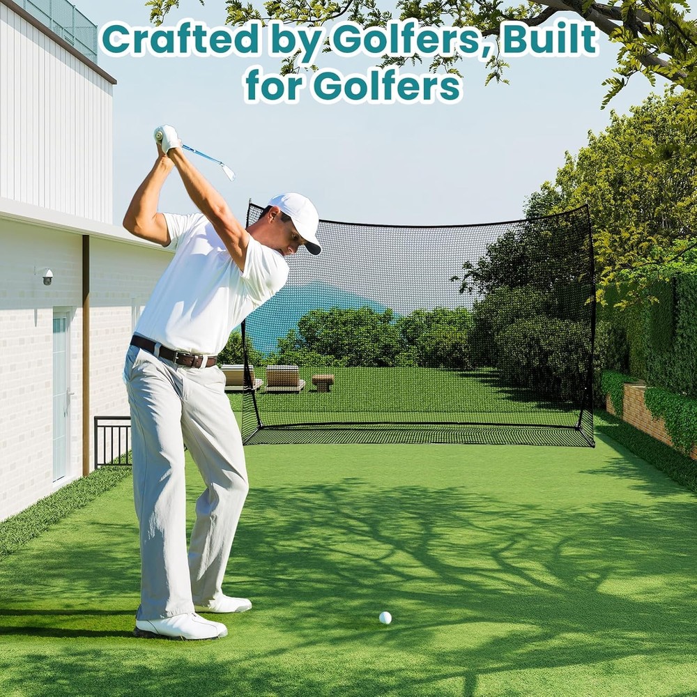 Golf Nets Backyard 10x7 ft Golf Practice Net W/ Frame Outdoor & Indoor Dual-Use