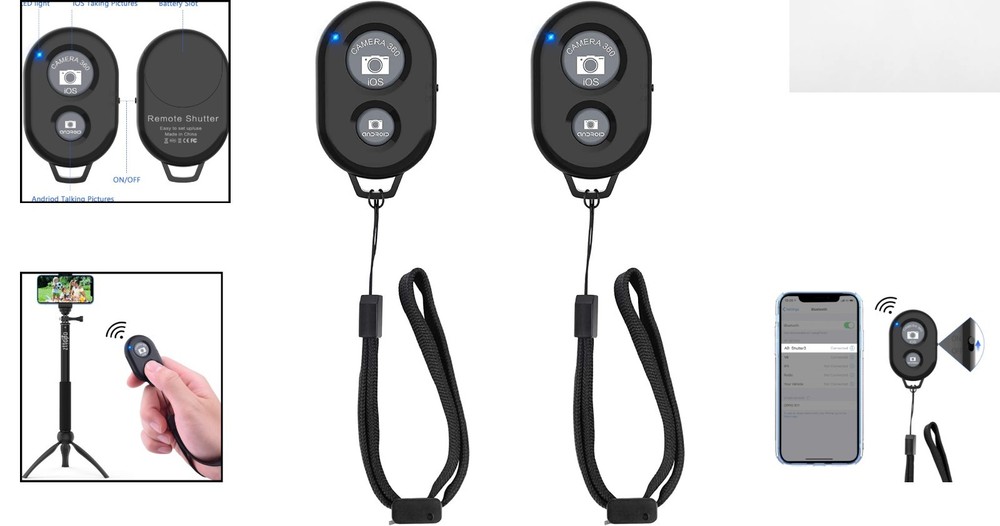 Rechargeable Camera Remote Shutter for iPhones & Androids - Perfect for Selfies