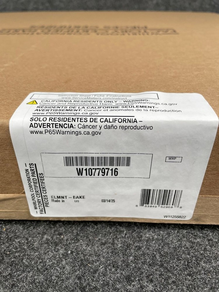 WHIRLPOOL W10779716 OEM Whirlpool Oven Range Bake Element*
