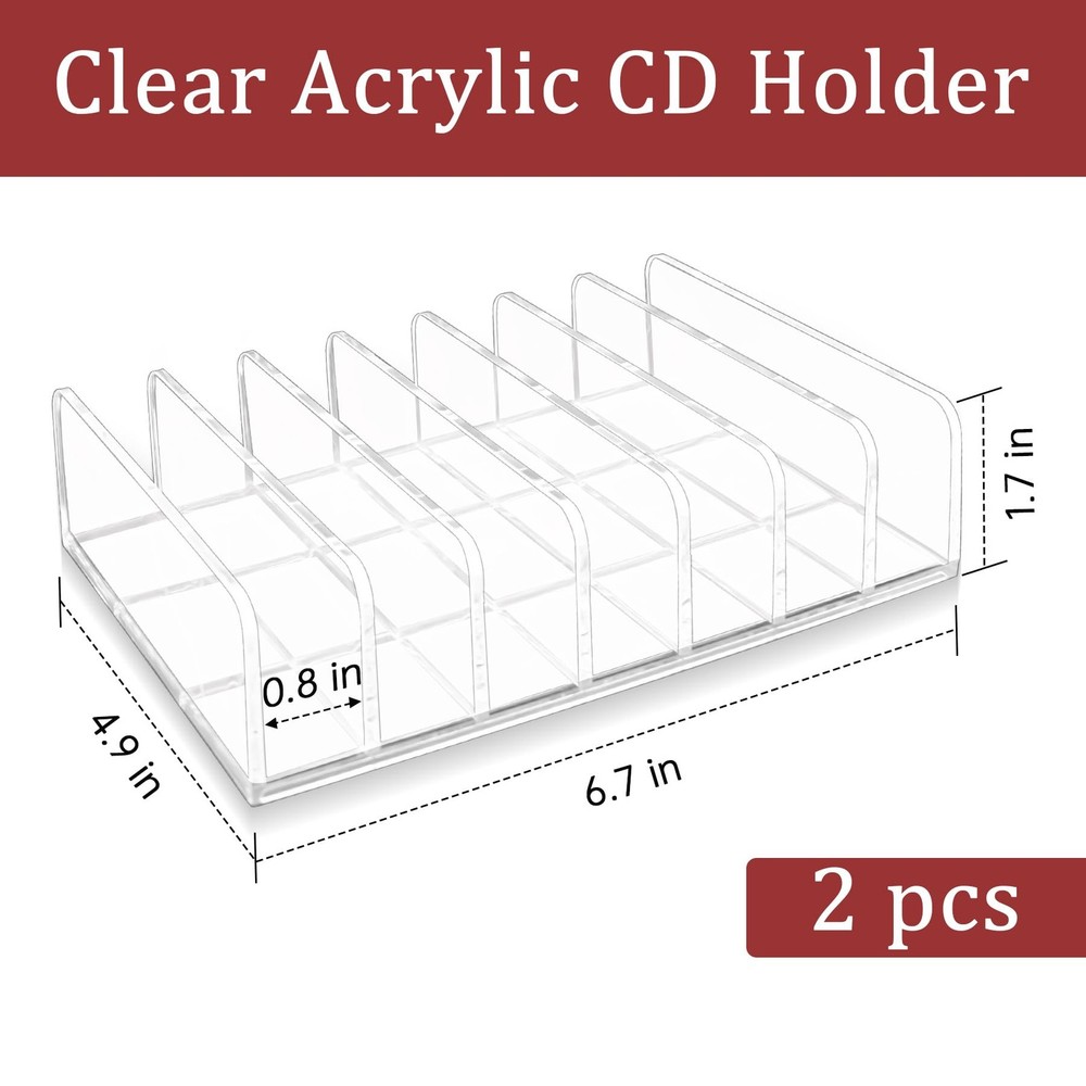 Philbinden 2 Pcs Clear Acrylic CD Holder, DVD/CD Display Rack & CD Storage