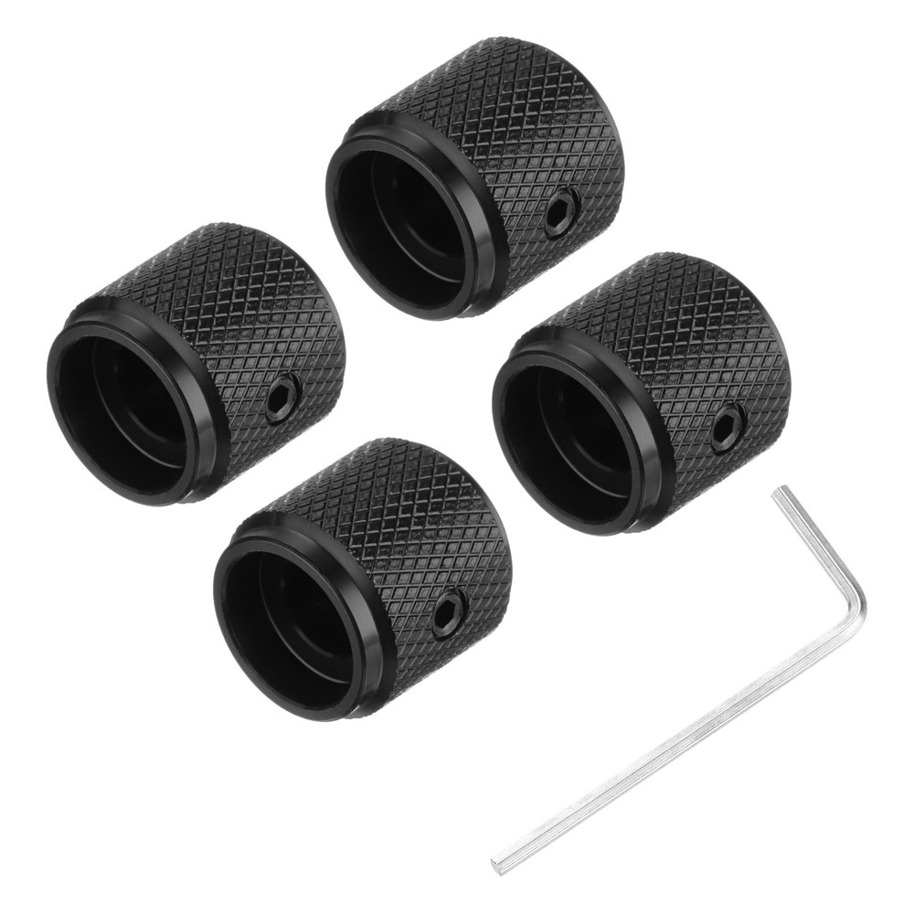 4Pack Guitar Knobs Metal 1/4" x 1/2" Potentiometer Knobs with Set Screw Black