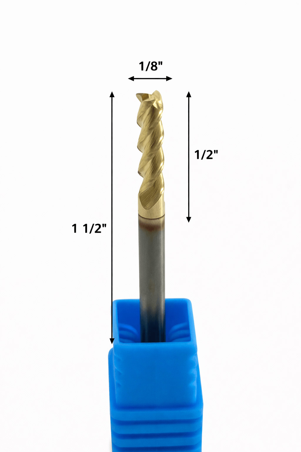 5 pack 1/8" Carbide End Mill 3 Flute ZrN Coated for Aluminum High Performance