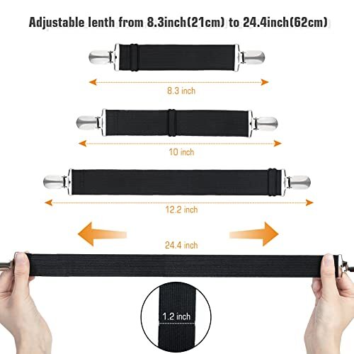4 Pack Bed Sheet Clips, Adjustable Heavy Duty Fitted Sheet Straps Clips,