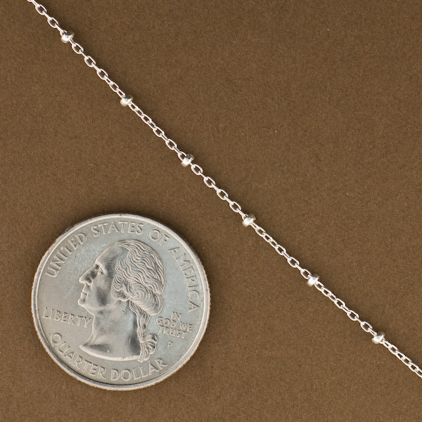 Sterling Silver Satellite Chain. Silver Chain by the Foot. Cable and Bead. S1324