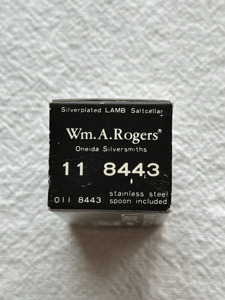 Wm. A. Rogers Silver Lamb Salt Cellar With Spoon And Box Silverplated