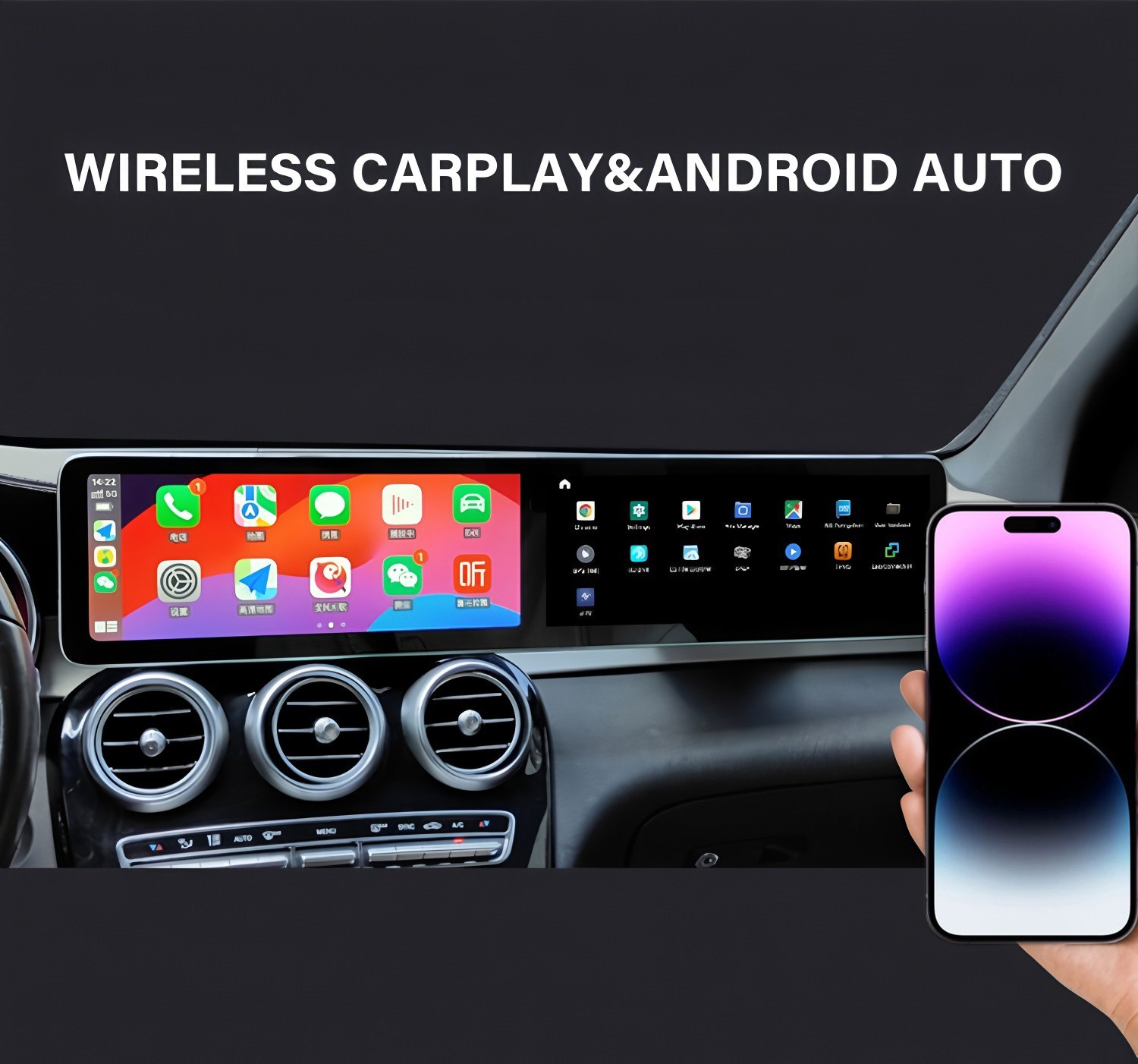 Dual Screen 12.3'' Android CarPlay GPS Stereo For Mercedes C/GLC-Class W205 X253