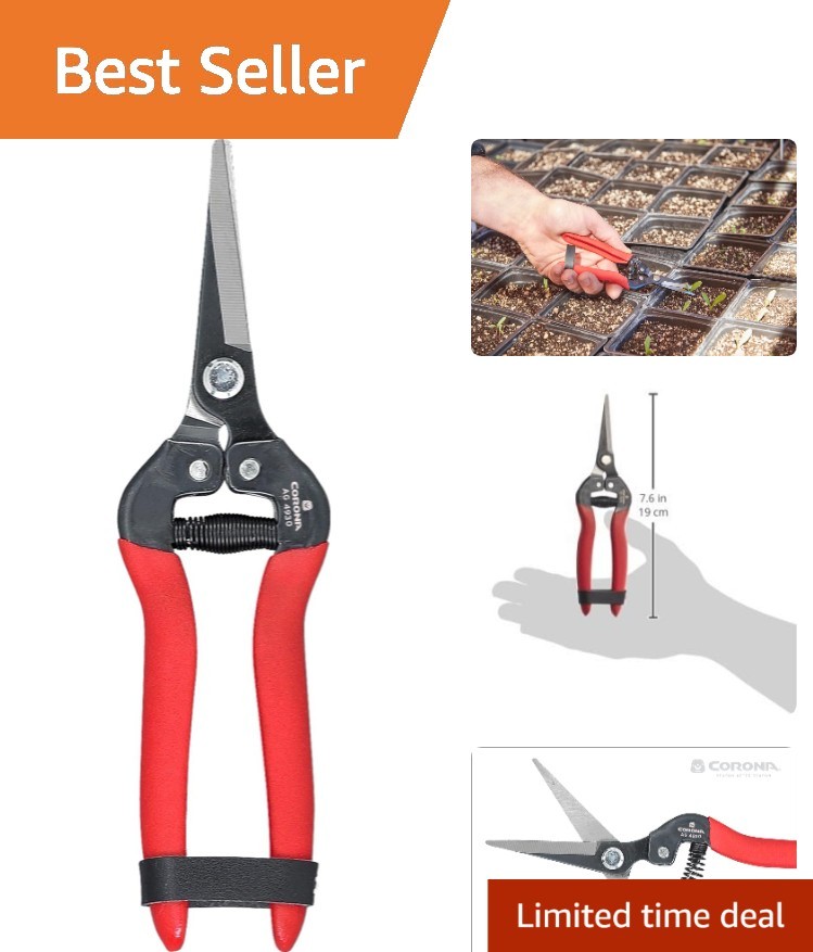 Precision Long Straight Snip Pruning Shears - Lightweight & Durable Design