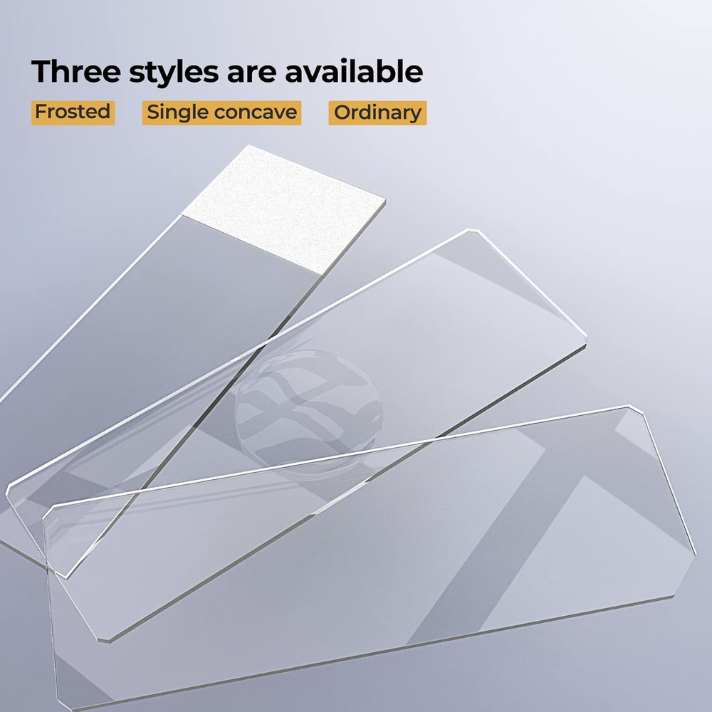 Rounded Edge Microscope Slides Kit, 50 Pcs Pre-Cleaned Blank Microscope Slides a