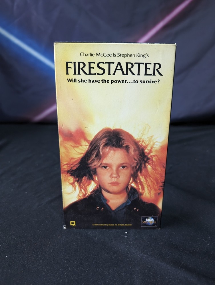 STEPHEN KING'S FIRESTARTER DREW BARRY MOORE, DAVID KEITH, VHS 1984/92 UNIVERSAL