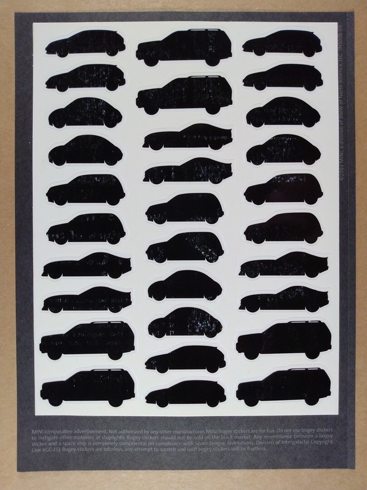 2003 MINI Cooper S Bogey Stickers vintage print Ad