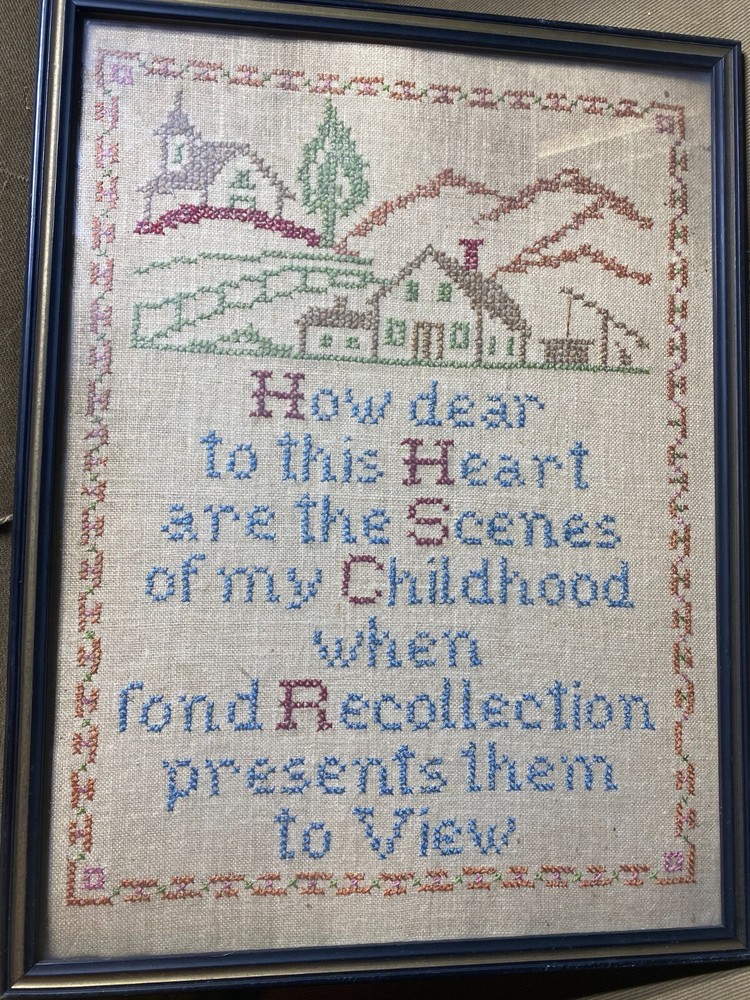Vintage "How Dear To This Heart............" Needlepoint - Framed