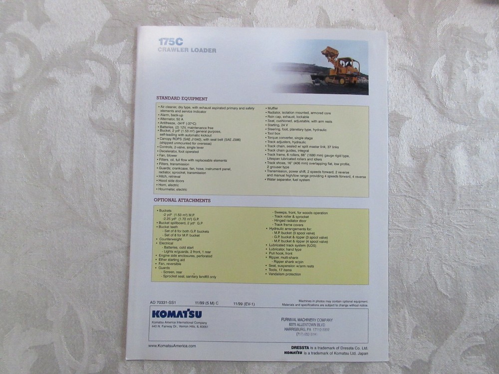 Dressta 175C Crawler Loader Brochure 1999