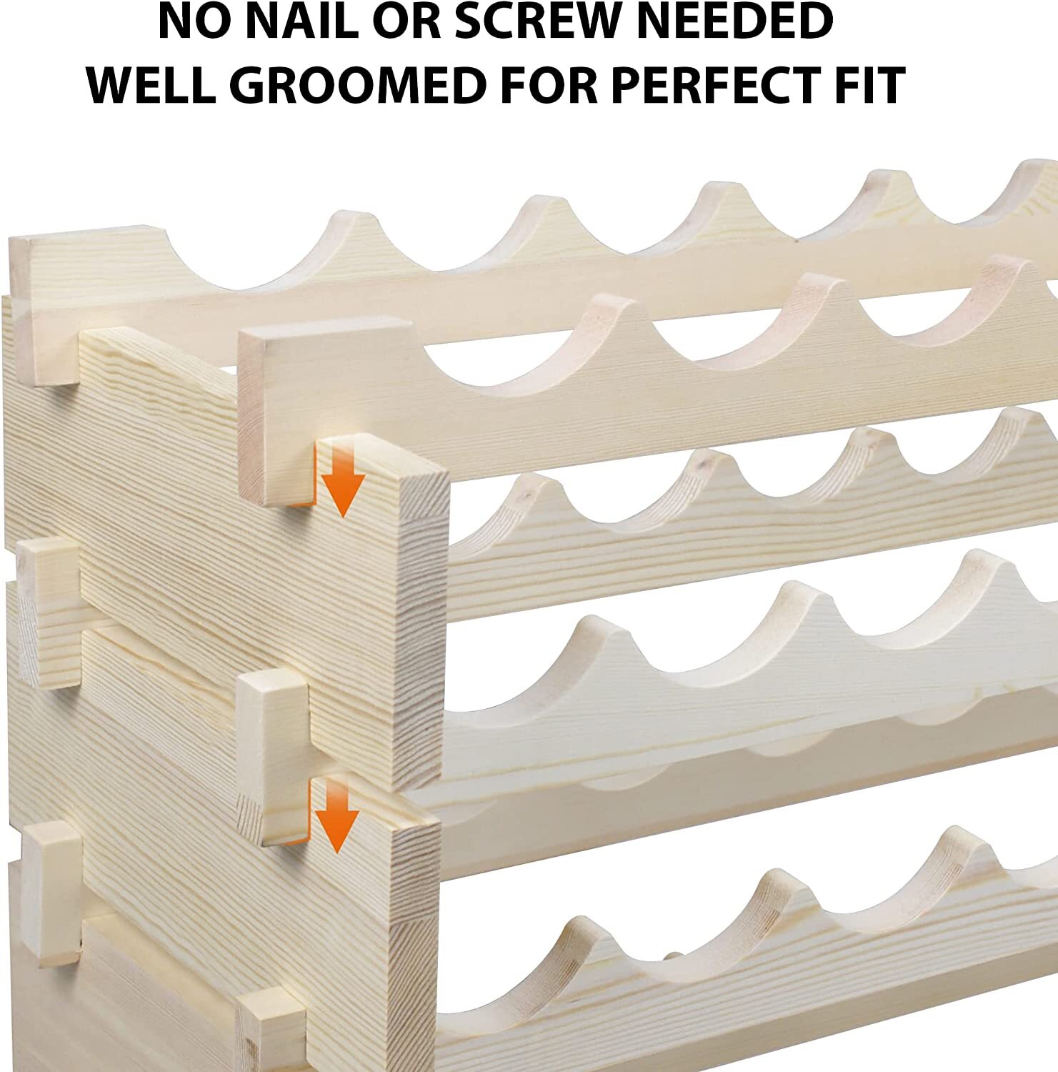 72 Bottles Holder Wine Rack Stackable Storage 6 Tier Solid Wood Display Shelves