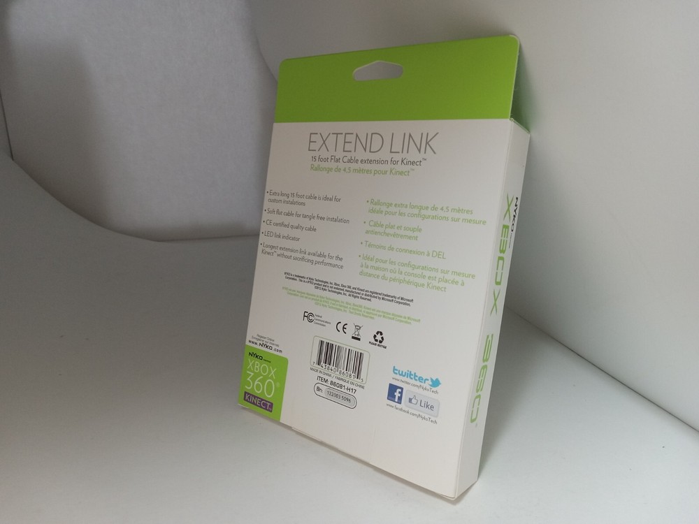 NEW NYKO EXTEND LINK Extra Long Flat 15FT KINECT Extension cable for XBOX 360 2B