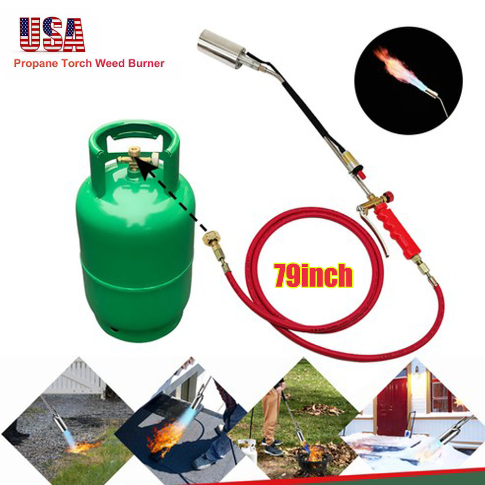 Portable Propane Weed Torch Burner Ice Melter Push Button Igniter with 79" Hose