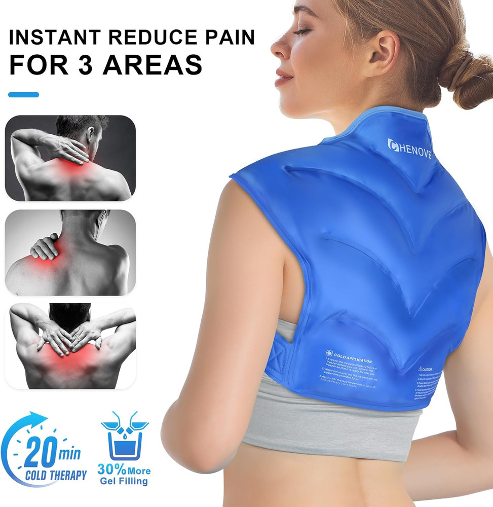 Chenove Ice Pack for Shoulders Upper Back with Strap, Neck and Shoulder Ice Pack