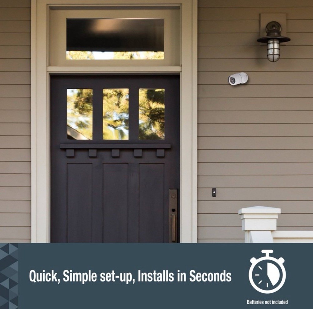 Sabre Fake Security Camera, Adjustable Mount, White, Requires 2 AA Batteries