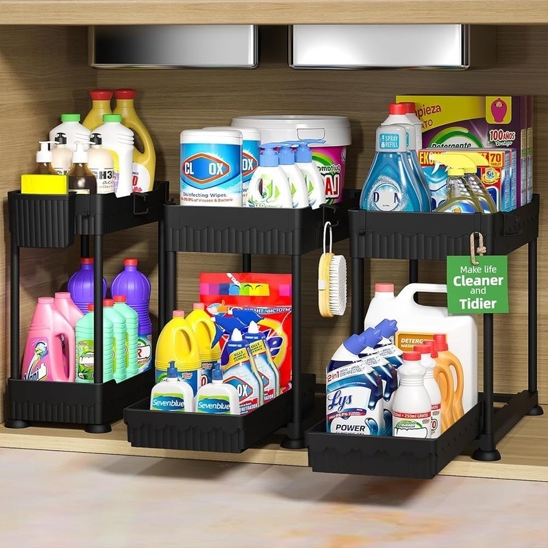 Under Sink Organizer Sliding Storage Drawer Adjustable Multi-Purpose Shelf New