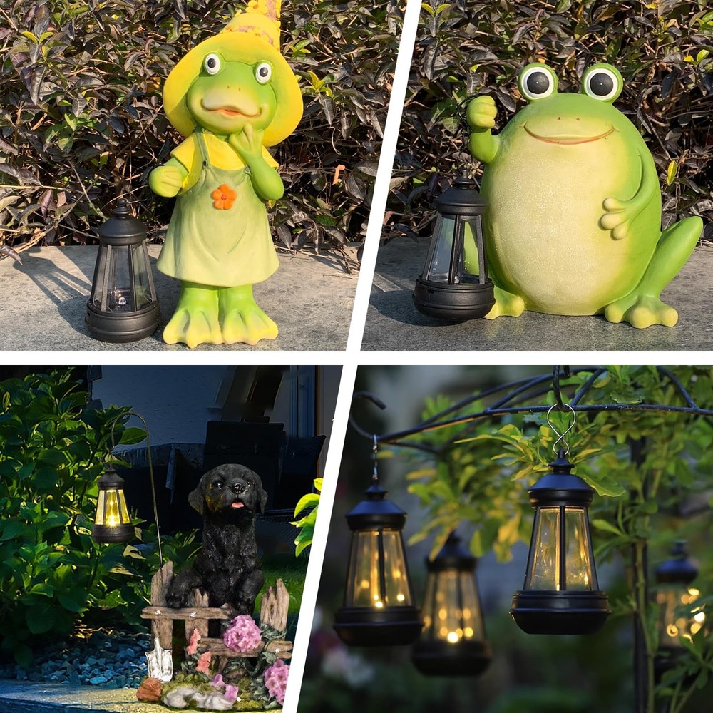 Killoywin Outdoor Figurine Mini Solar Lantern Replacement LED DIY Small Black