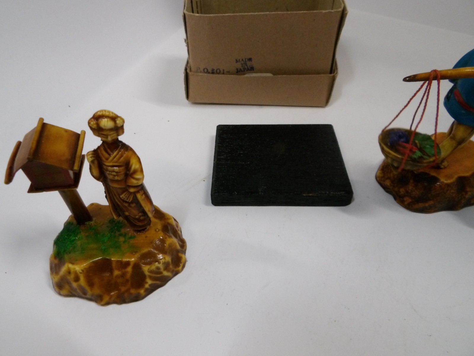 Lot of 2 Japan Japanese celluloid figures Geisha & Farmer